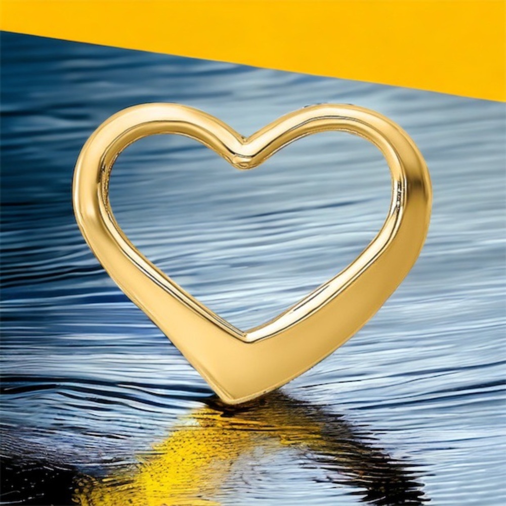 10k Yellow, White or Rose Gold Mini Floating Necklace Heart Slide Charm Pendant